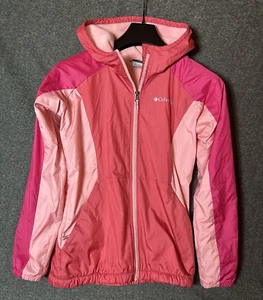 Columbia Jacket Girls 14 /16 Pink Windbreaker Colorblock PFG Vented Lightweight - Picture 1 of 9