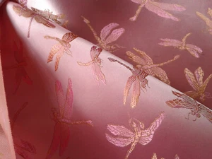 Vintage Satin/Faux Silk/Chinese Damask/Brocade Cloth Dragonfly. 90cm Sew/Crafts - Picture 1 of 15