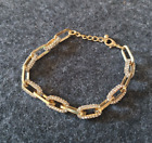 Gold tone Rhinestone Paperclip Bracelet/ In good condition