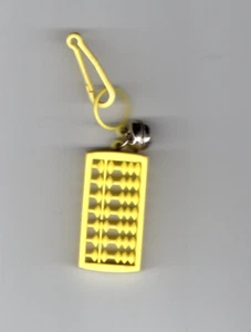 Vintage 80s Plastic Bell Charm for Plastic Necklace Yellow Abacus - Picture 1 of 5