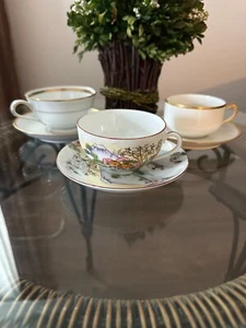 Teetasse & Untertasse Set ""Seekanu Vulkan Pagonda Landschaft Japan"", Limoge & Prinzen - Bild 1 von 8