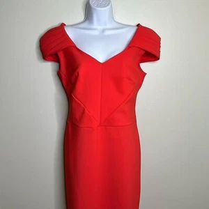 Chiara Boni Grenoble Aragosta Light Red Off-Shoulder Cocktail Dress Size 14 NWT - Picture 1 of 16