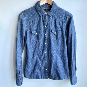 Jeans by Buffalo Chambray / Denim Polka Dot Blouse, S - Picture 1 of 10