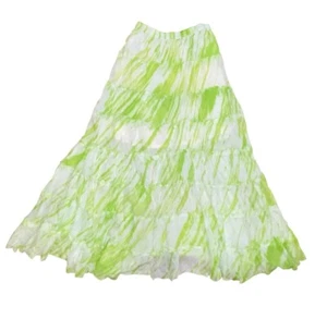 Vintage Phool Maxi Skirt Lime Green & White Women's M Festival Peasant Hippie - Picture 1 of 3