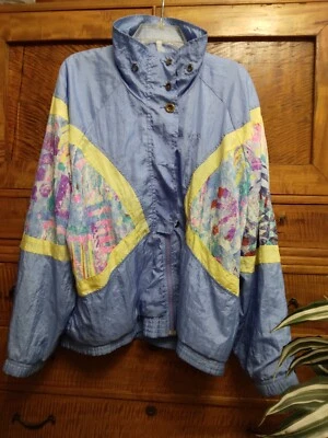 Sergio  Tacchini Womans Jacket Blue & Multicolor Graphic 12 Nylon Lined - Image 1 of 4