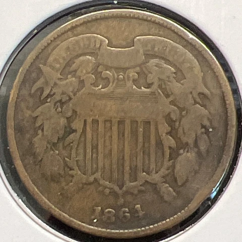 1864 LM 2-CENT PIECE CIRCULATED ACTUAL COIN #C14158 Cover