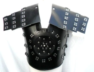 HAND MADE Mans Mens REAL BLACK LEATHER SAMURAI ROMAN GLADIATOR ARMOUR ARMOR - Picture 1 of 3