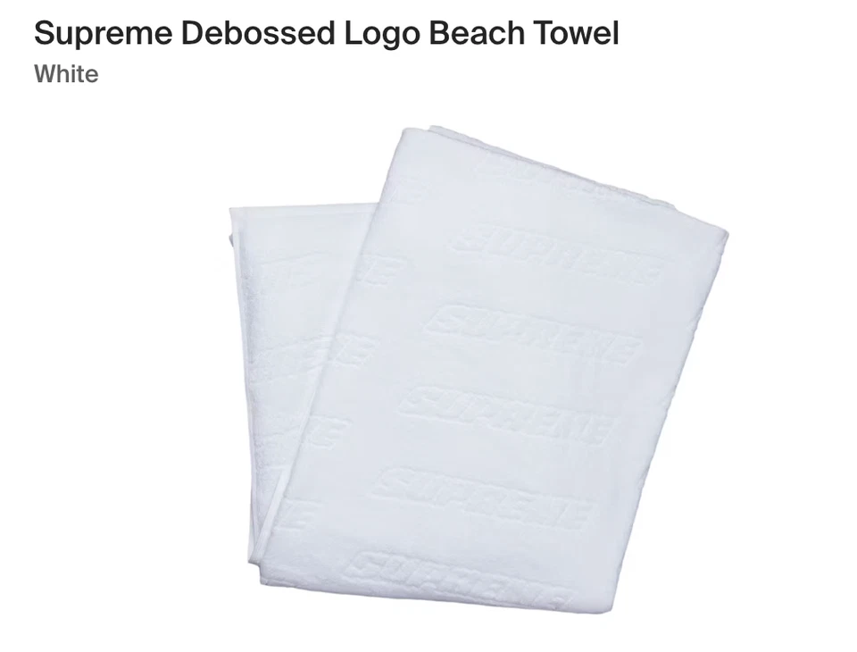 SUPREME 40X70 WHITE TONAL REPEAT BEACH TOWEL WHITE SS18 WEEK 20/ AUTHENTIC/ NEW - Image 1 of 1