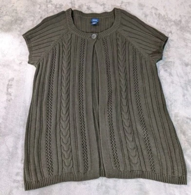 Cárdigan abierto Izod suéter para mujer XL tejido con cable verde Sherwood mangas cortas NUEVO Foto 1 de 4