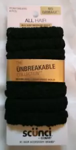 Scunci By Conair All Hair Unbreakable Black Comfy Hair Ties - 8 Pack - Picture 1 of 1