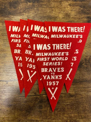 1957 Milwaukee Braves New York Yankees World Series Mini Pennant I was there! 7" Cover
