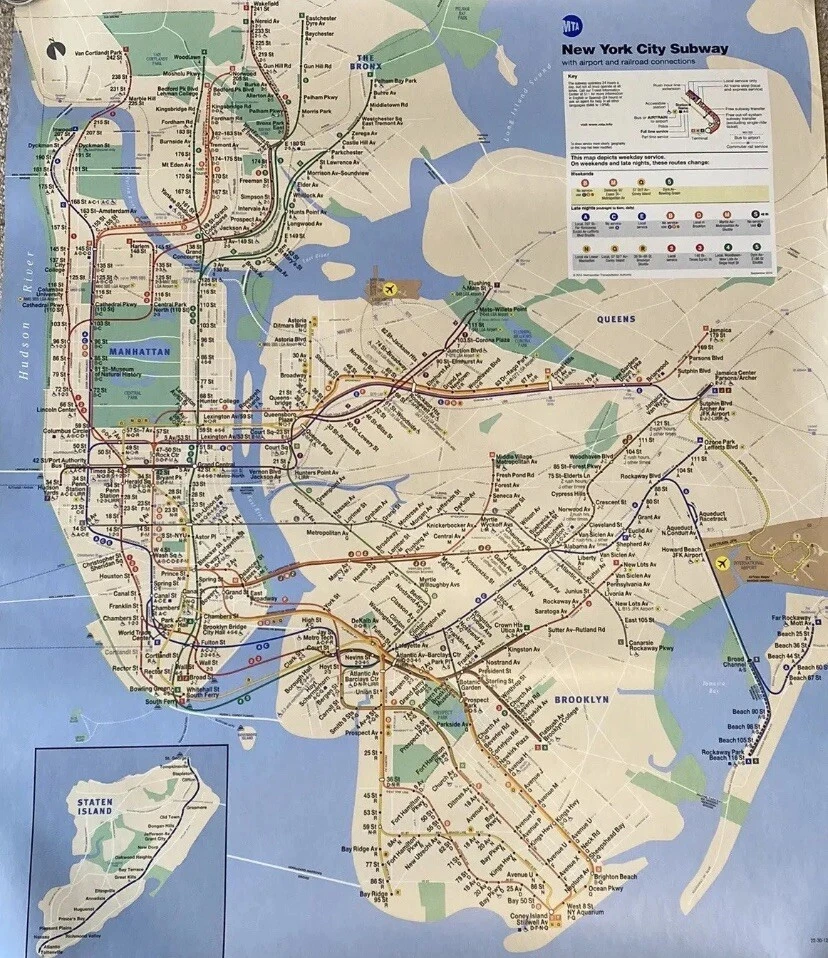 Genuine MTA New York City Subway Map Poster - 23”x28” 2010s Not Creased - Image 1 of 1