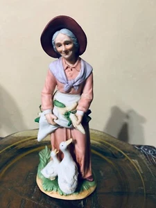 Vintage Homco Figur #1477 alte Frau mit Gänsen - Bild 1 von 7