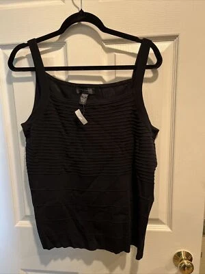 CABLE Y CALIBRE ACANALADO CAMISETA SIN MANGAS / Negro / 1X  Foto 1 de 4