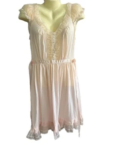 Camicia da notte Luxite vintage anni '50 morbida nylon rosa trasparente taglia 36 finitura arricciacapelli in pizzo - Foto 1 di 7