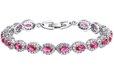 4.40ct Natural Round Diamond 14k White Gold Ruby Wedding Tennis Bracelet - Image 1 of 3