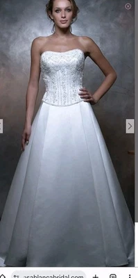 Casablanca Style 1823 Sz 6 White Train Rhinestones Regal Wedding Dress - Image 1 of 4