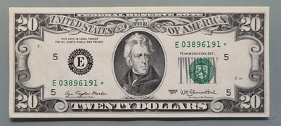 1977 Twenty Dollar Federal Reserve Note $20 STAR NOTE Uncirculated #96438 - Image 1 of 2