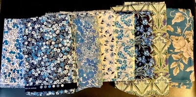 Liberty Of London Tana Lawn 13 oz Blue Lot Large Pieces 3+ Yards - Image 1 of 4