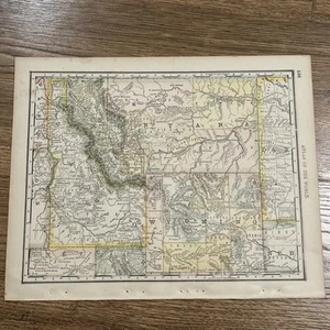 Antique 1889 Map Of Idaho Montana & Wyoming 14”x11” - Picture 1 of 7