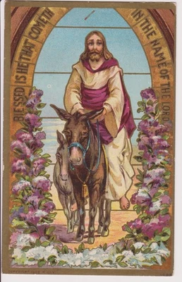 German Postcard - Jesus’ Triumphal Entry into Jerusalem - Early 20th C - Image 1 of 2