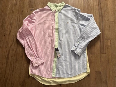 Camisa polo Ralph Lauren piquenique listrada multicolorida LS masculina 2XL nova com etiquetas - Imagem 1 de 4