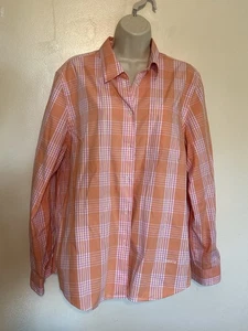 Camisa Blusa Mujer ORVIS Talla 18 Rosa Naranja Con Botones Manga Larga - Imagen 1 de 6