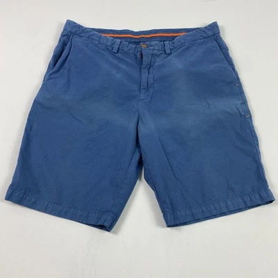 Shorts masculino Tommy Bahama 36 azul algodão chino frente plana logotipo marlin casual - Imagem 1 de 4