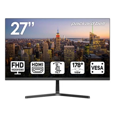 27" FHD Monitor, 1920x1080, 75hz, Ultrawide, VESA, Tilt, HDMI/VGA, Slim Bezel - Image 1 of 4