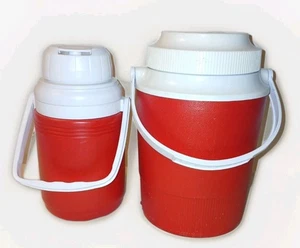 Coleman & Rubbermaid 1/2 & 1/3 Gallon Drink Jugs Made In USA Red & White - Picture 1 of 24