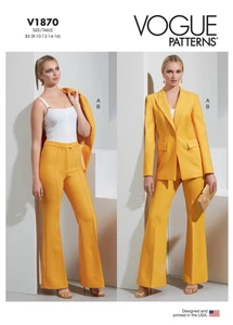 Vogue V1870 Sewing Pattern Misses' Jacket & Flared Pants Size Y5 (18-26) UNCUT - Imagen 1 de 7