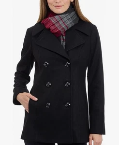 LONDON FOG Women's Winter outerwear Black Peacoat &Scarf  Wool Jacket plus2X new - Picture 1 of 11