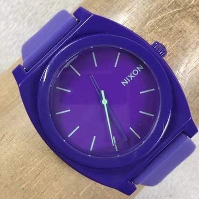 Nixon Time Teller Men 9D Sport Purple Rubber Quartz Analog 40mm Watch 7 1/2" - Image 1 of 4