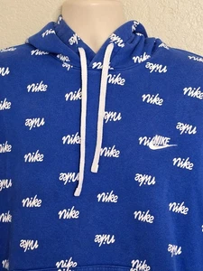 Sudadera con Capucha Nike Para Hombres XL Estampado de Logo Azul Polar Pullover AOP - Imagen 1 de 12