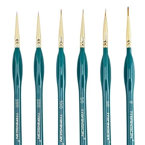 Detail Thin Paint Brush Set 6 Pack Green Model Miniature Craft Art Painting - Picture 1 of 7
