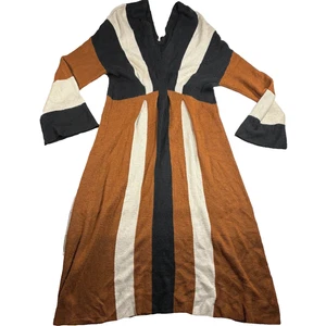 Free People Maxikleid Wanderlust V-Ausschnitt Schlagärmel Boho Strick Pullover Kleid SM - Bild 1 von 11