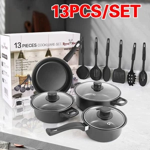 13Pcs Non Stick Saucepan Cookware Set Cooking Pot Frying Pan Set With Lids-UK - Picture 1 of 10