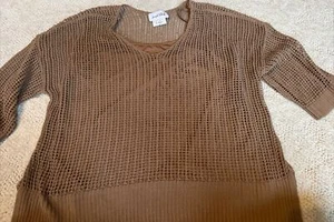 Joseph Ribkoff Top Beige/Brown Crochet mesh Overlay With Tank Size Large - Picture 1 of 10