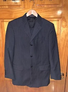 Robert Louis Mens 38R Black Striped 2 Pce Wool Suit With Dress Pants 32X31 Pants - Picture 1 of 9