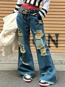 Rock & Roll Denim Bell Bottom High Rise Trouser Jeans Womens Bottoms Ladies Pant - Picture 1 of 7