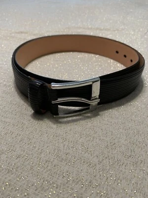 Martin Dingman Black Textured Leather Belt Men's 40 Italian Calfskin USA Made - Image 1 of 4