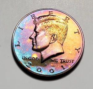 TONED 2001 S KENNEDY HALF DOLLAR CLAD PROOF UNC #C7569 - Picture 1 of 2