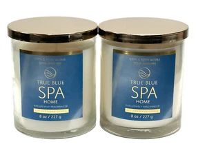 NEW 2 BATH & BODY WORKS TRUE BLUE SPA HOME SOY WAX BLEND SCENTED CANDLE 8 OZ - Picture 1 of 7