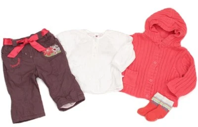 C&A 4tlg Mädchen-Set Thermo-Hose Fleece Blusen-Shirt Kapuzenjacke Socken Gr. 74 - Bild 1 von 3