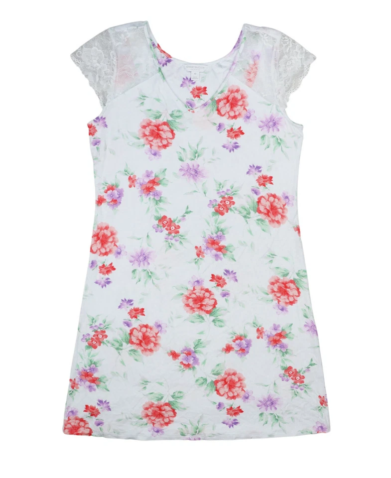Camisón Charter Club Intimates para mujer estampado floral mangas de encaje quimise nuevo con etiquetas  Foto 1 de 1