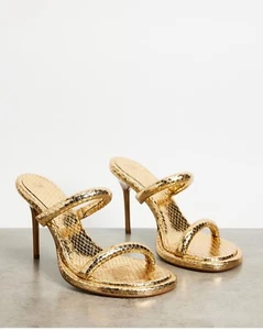 Camilla and Marc Senna Hills Metallic Gold Sandals Worn Once Size 39 - Picture 1 of 9