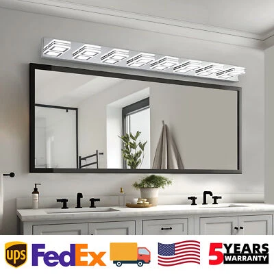 Lámpara de tocador 8 luces 52"" cromo pulido para espejo de baño lámpara de pared accesorio Foto 1 de 4