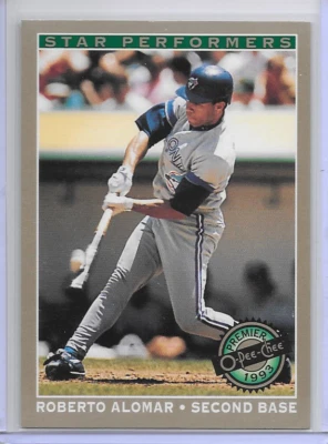 Tarjeta de béisbol 1993 Roberto Alomar OPC Premier Star Performers #3 Toronto Blue J Foto 1 de 2
