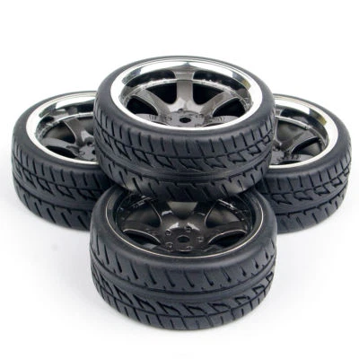 1:10 RC Run Flat Tires tyre Wheels Rim 12mm Hex For On Road Racing Car PP0150 - Image 1 of 4