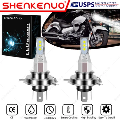 For Suzuki Boulevard C50 2005-2017 - 2X 9003 H4 LED Headlights Bulbs 6000K White - Image 1 of 4